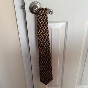 Perry Ellis Black and Gold Geometric Tie